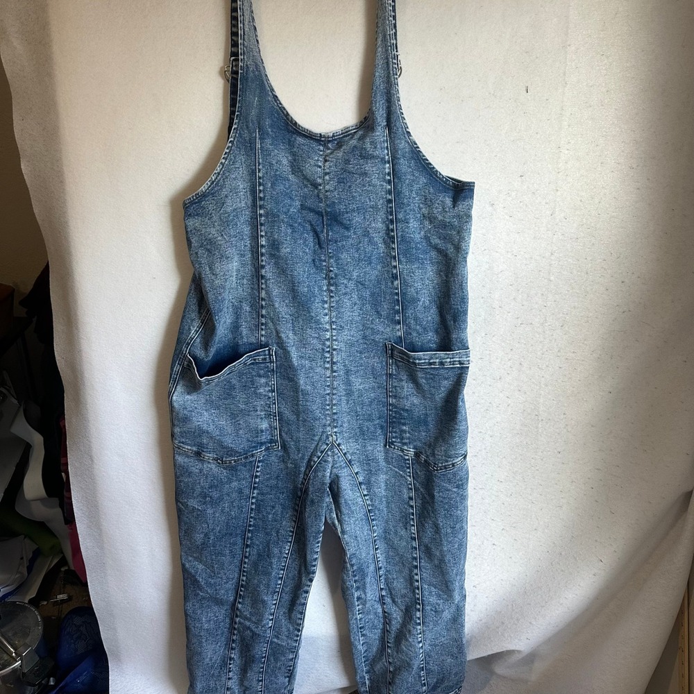 Blakeley Acid Wash Denim Overalls Blue Wide Leg Dungarees 2X western
